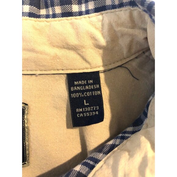 Wrangler Men's Size Large Blue/White Plaid Long Sleeve Button Up Flannel Shirt - Picture 5 of 5